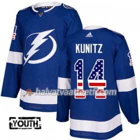 Lasten NHL Tampa Bay Lightning Pelipaita Chris Kunitz 14 Adidas 2017-2018 Blue USA Flag Fashion Authentic
